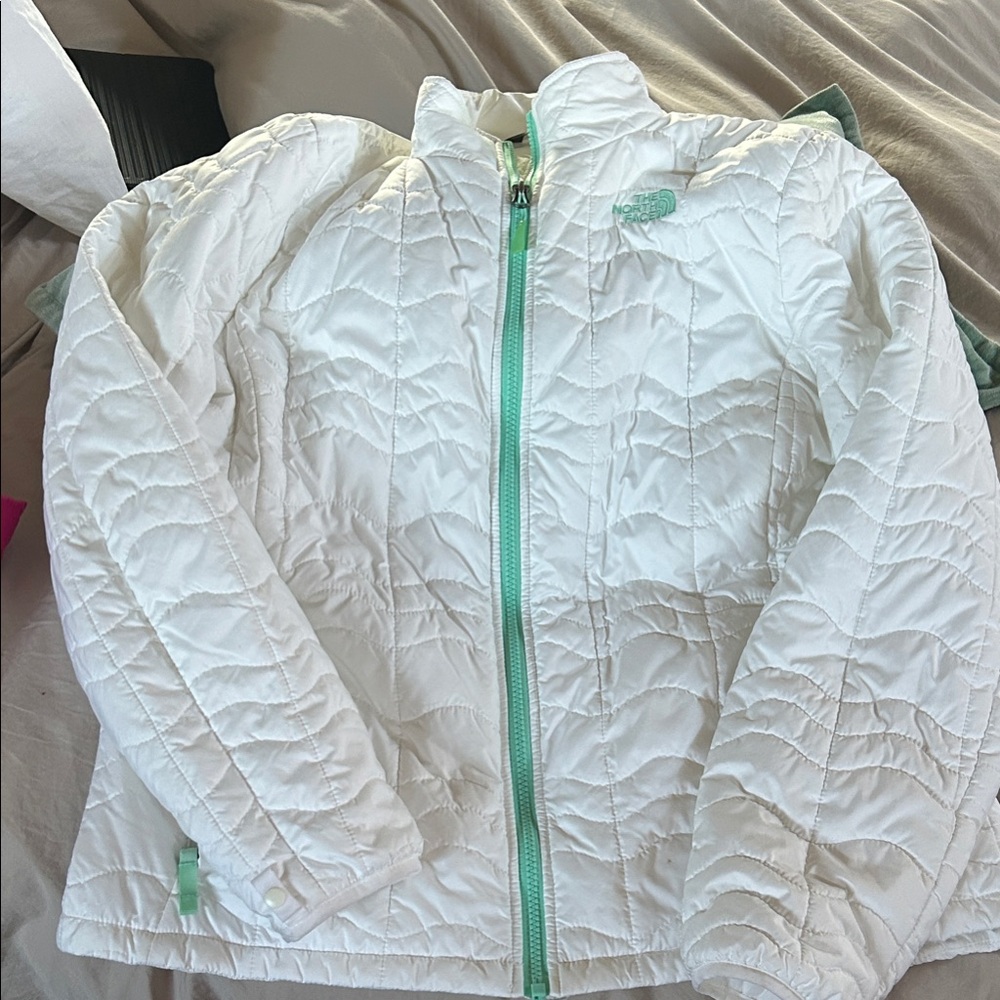 The North Face White Jacket with Green Accents